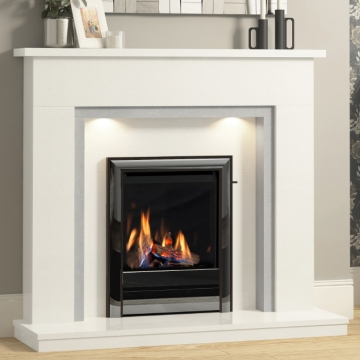 Elgin & Hall Timara 42" Marble Fireplace, White/Grey