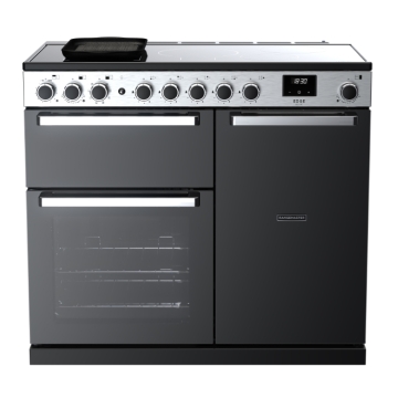Rangemaster Edge Deluxe 100cm Induction Range Cooker, Black Glass/Chrome