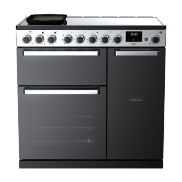 Rangemaster Edge Deluxe 90cm Induction Range Cooker, Black Glass/Chrome