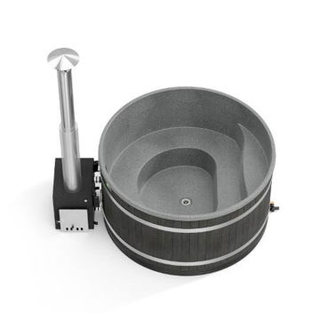 Kirami Comfort Family L CUBE Wood-Fired Hot Tub, Night Black