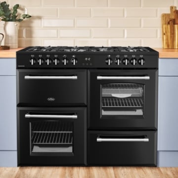 Belling Farmhouse 110 Dual Fuel Range Cooker, Black Belling Farmhouse 110 Dual Fuel Range Cooker, Black