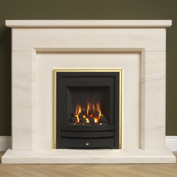 Adore Slimline Multiflue Open Fronted Gas Fire, Brass/Black