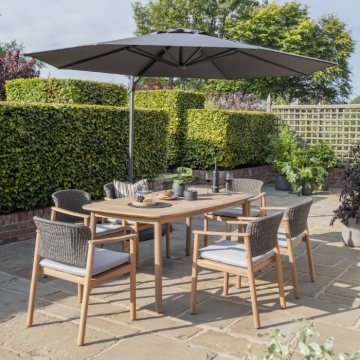 Kettler Freeport 6 Seat Dining Set, Parasol Kettler Freeport 6 Seat Dining Set, Parasol