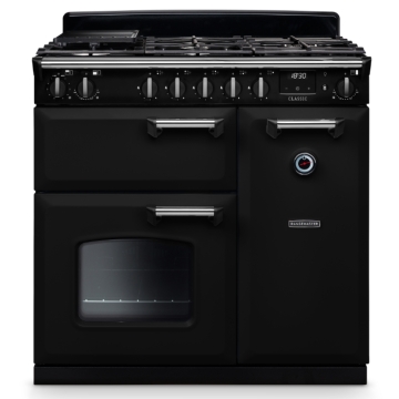 Rangemaster Classic 90 Dual Fuel Range Cooker, Gloss Black