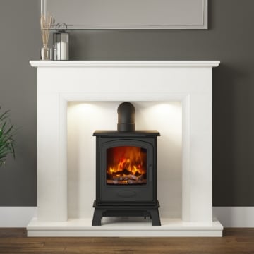 Elgin & Hall Holton 50" Marble Inglenook Fireplace, White Marble Back Panel