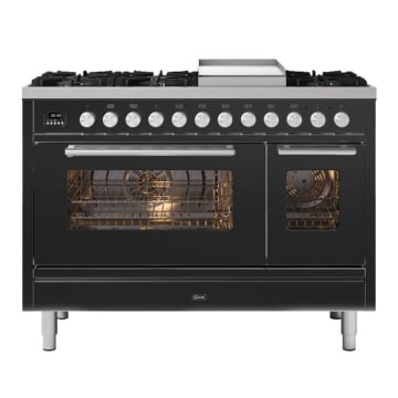 ILVE Roma 120cm Fry Top Dual Fuel Range Cooker, Matt Graphite