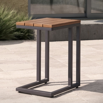 Maze Oslo U-Shaped Teak Top Side Table