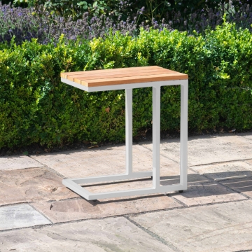 Maze Oslo U-Shaped Teak Top Side Table, White