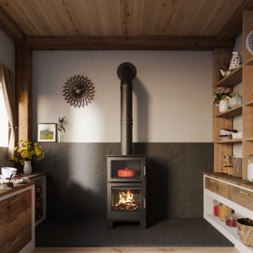 Mendip Woodland Large Wood Burning Stove with Oven, Room Set