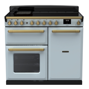 Rangemaster Estel Deluxe 100cm Induction Range Cooker, Mint/Antique Brass