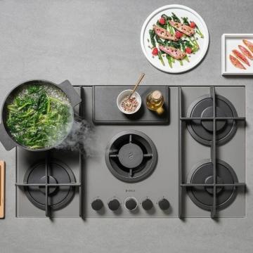 Elica NT-FLAME-GR-RC 88cm Venting Gas Hob, Grey