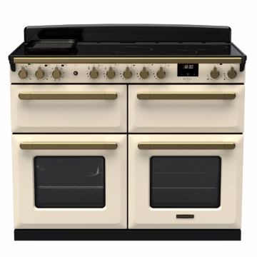 Rangemaster Estel Deluxe 110cm Base Cavity Induction Range Cooker, Pale Cream/Antique Brass