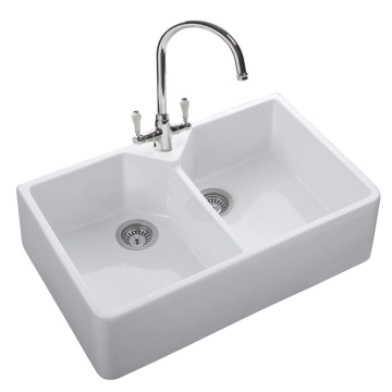 Rangemaster Double Bowl Belfast CDB800WH Ceramic Sink Rangemaster Double Bowl Belfast CDB800WH Ceramic Sink