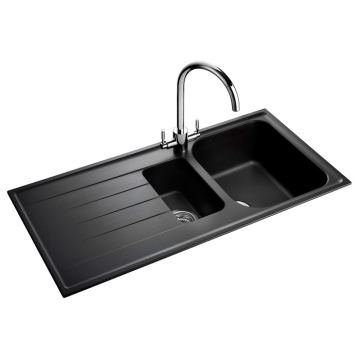 Rangemaster Amethyst AME1052 Ash Black with Aquatrend Chrome Tap Rangemaster Amethyst AME1052 Ash Black with Aquatrend Chrome Tap