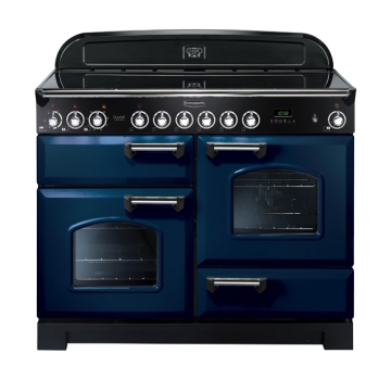 Rangemaster Classic Deluxe 110cm Ceramic Range Cooker, Regal Blue/Chrome Rangemaster Classic Deluxe 110cm Ceramic Range Cooker, Regal Blue/Chrome