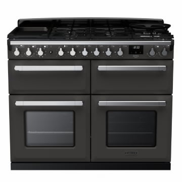 Rangemaster Estel Deluxe 110cm Base Cavity Dual Fuel Range Cooker, Slate/Chrome