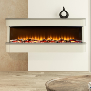 FLARE Juliette 1250 Wall Mounted Electric Fireplace Suite, Angora/Stone Grey FLARE Juliette 1250 Wall Mounted Electric Fireplace Suite, Angora/Stone Grey