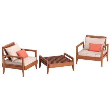 Tramontina Mood 3pc Lounge Set, Beige/Coral Orange