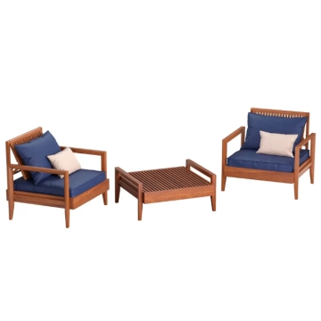 Tramontina Mood 3pc Lounge Set, Royal Blue/Beige