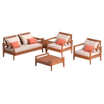 Tramontina Mood 4pc Lounge Set, Beige/Coral Orange