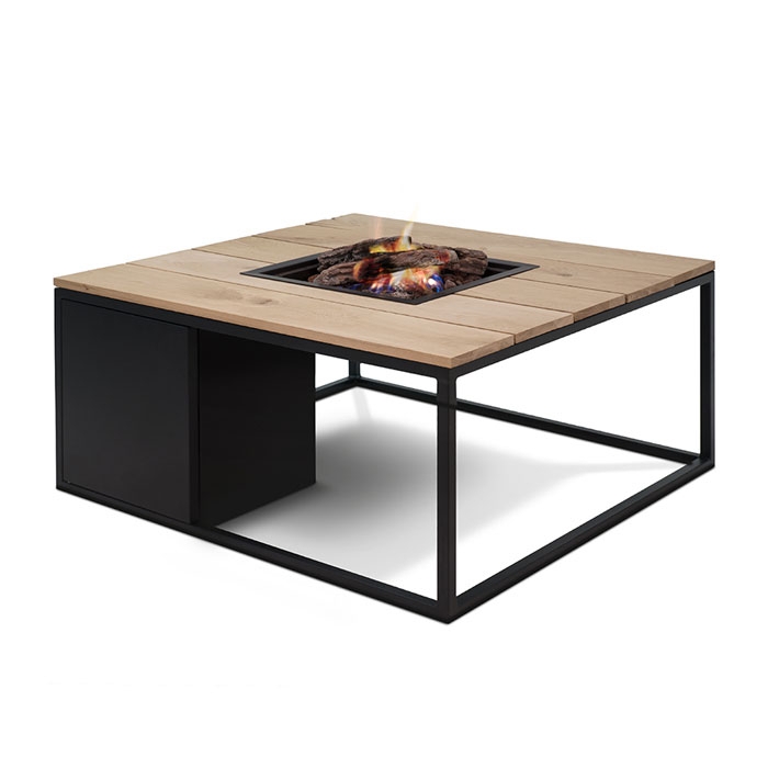 Cosiloft 100 Gas Fire Pit & Lounge Table, Black & Teak Cosiloft 100 Gas Fire Pit & Lounge Table, Black & Teak