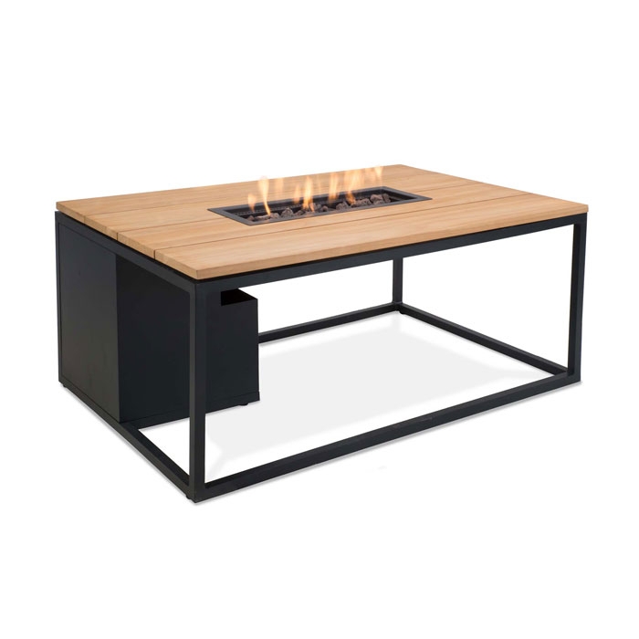 Cosiloft 120 Gas Fire Pit & Lounge Table, Black & Teak Cosiloft 120 Gas Fire Pit & Lounge Table, Black & Teak