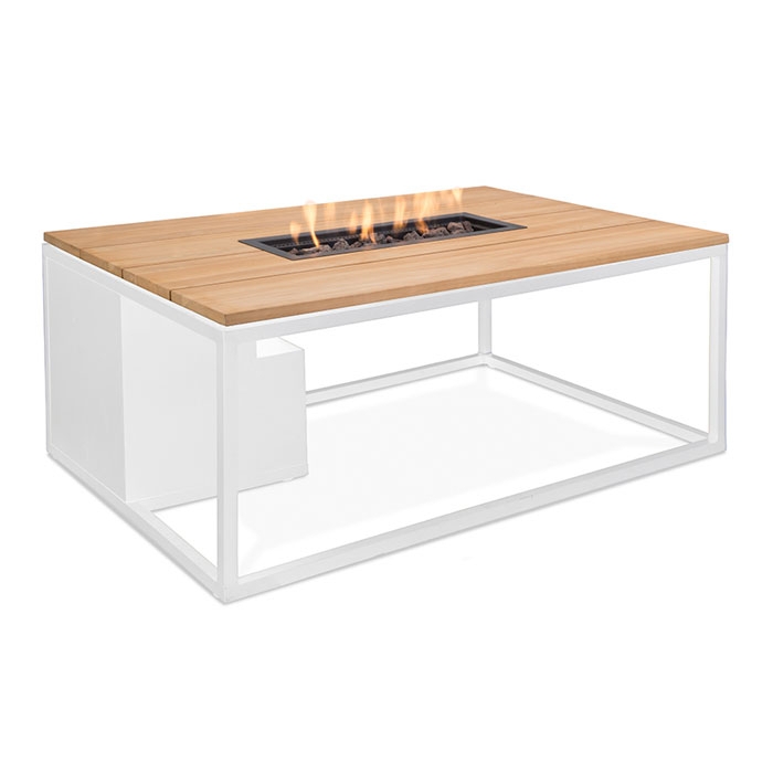 Cosiloft 120 Gas Fire Pit & Lounge Table, White & Teak Cosiloft 120 Gas Fire Pit & Lounge Table, White & Teak