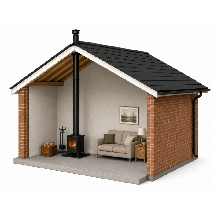 Single Storey Extension/Outhouse Flue Kit - 5" Twinwall Flue (125mm)