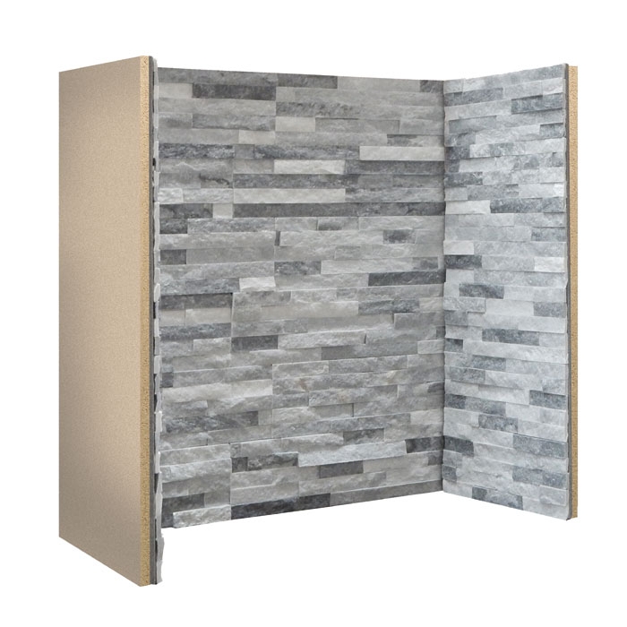 Gallery Staggered Grey White Slate Fireplace Chamber