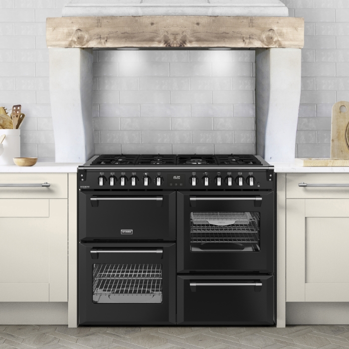Stoves Richmond Deluxe 100DF Dual Fuel Range Cooker, Black Stoves Richmond Deluxe 100DF Dual Fuel Range Cooker, Black
