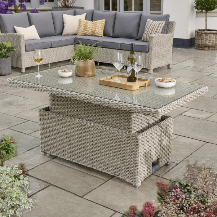 (Returned) Kettler Palma Signature Glass Top Table, White Wash