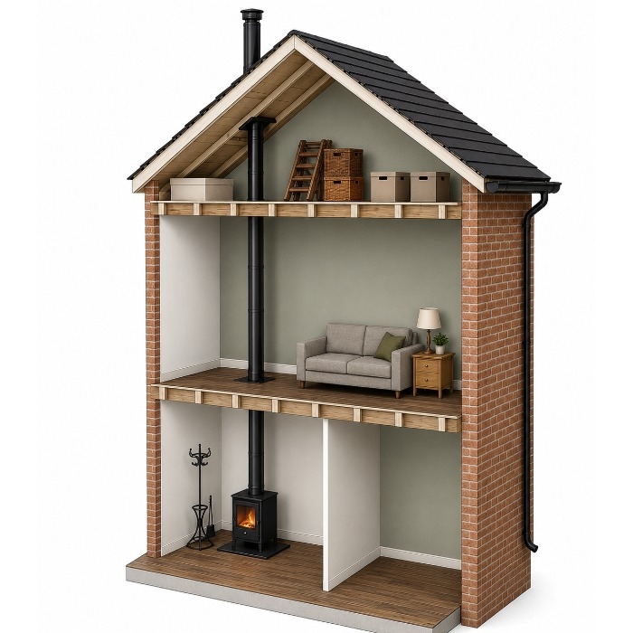 Double Storey Straight-Up Flue Kit - 5" Twinwall Flue (125mm)
