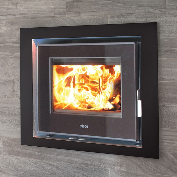 Ekol Adept Inset Wood Burning Stove with trim close up