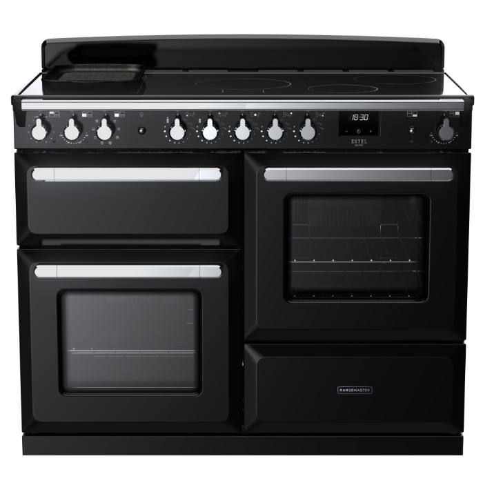 Rangemaster Estel Deluxe 110cm Induction Range Cooker, Black/Chrome