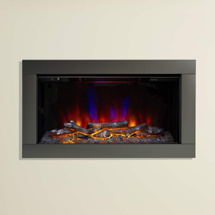 FLARE Avella 34" Wall Mounted Inset Electric Fire, Black Nickel FLARE Avella 34" Wall Mounted Inset Electric Fire, Black Nickel