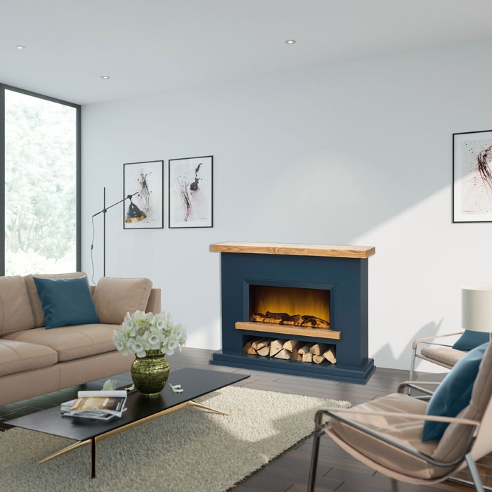 Flametek Brooklyn Fireplace, Blue Flametek Brooklyn Fireplace, Blue