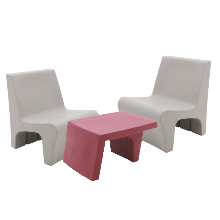 Tramontina Berta 3 Piece Lounge Set, Concrete/Burgundy Tramontina Berta 3 Piece Lounge Set, Concrete/Burgundy