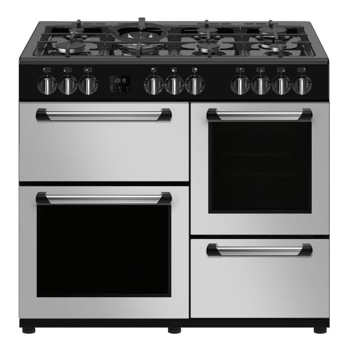 Creda C100RCDFCS Contemporary Dual Fuel Range Cooker, Silver Creda C100RCDFCS Contemporary Dual Fuel Range Cooker, Silver