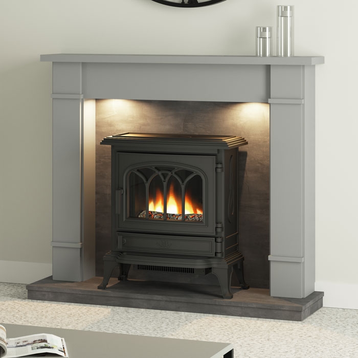 FLARE Cheshire 48" Inglenook Fireplace, Dark Grey/Grey Slate