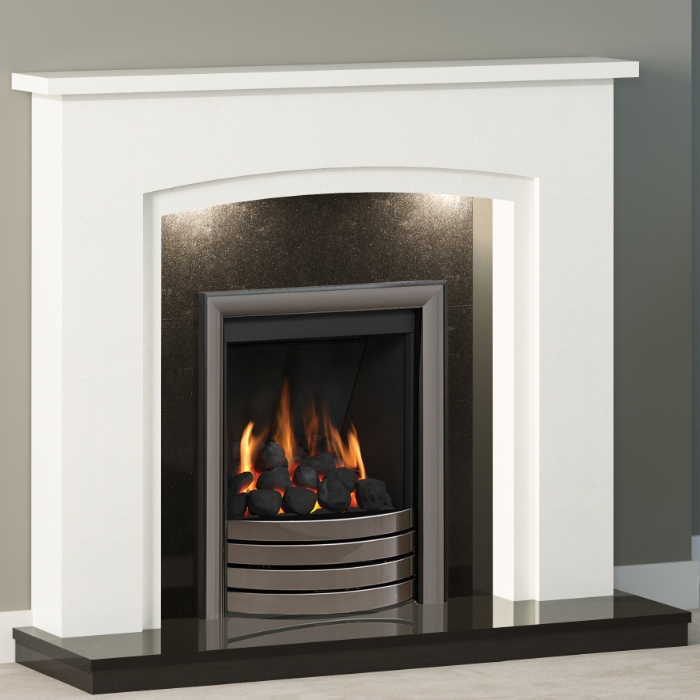 Elgin & Hall Florano 42" Marble Fireplace, White/Black Granite