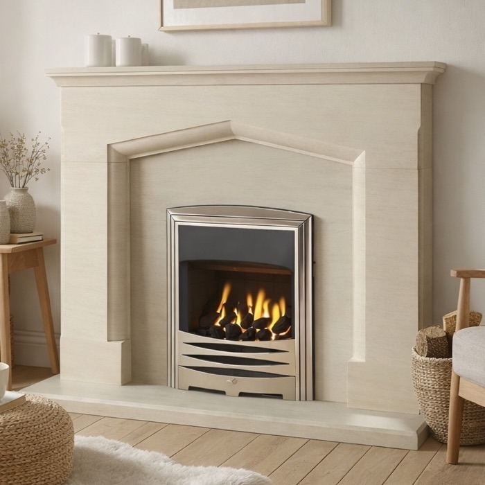 Gallery Coniston Portuguese Limestone Fireplace | Stoves Are Us