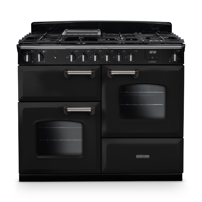 Rangemaster Classic 110cm Dual Fuel Range Cooker, Gloss Black Rangemaster Classic 110cm Dual Fuel Range Cooker, Gloss Black