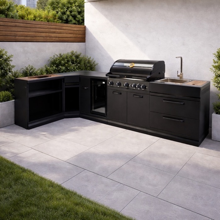 Grllr Outdoor Kitchen with BBQ, Sink & Kamado Unit