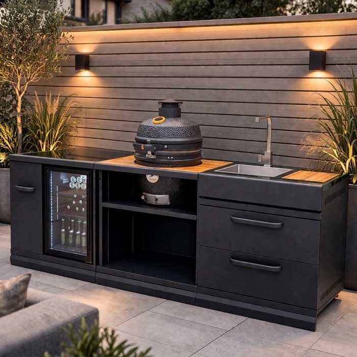 Grllr Outdoor Kitchen with Kamado, Fridge & Sink