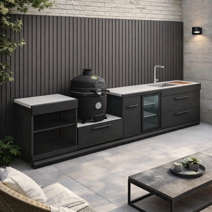 Grllr Outdoor Kitchen with Kamado, Fridge & Sink