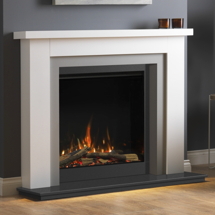PureGlow Hanley 54" Fireplace Surround, White Finish/Grey Inlay PureGlow Hanley 54" Fireplace Surround, White Finish/Grey Inlay
