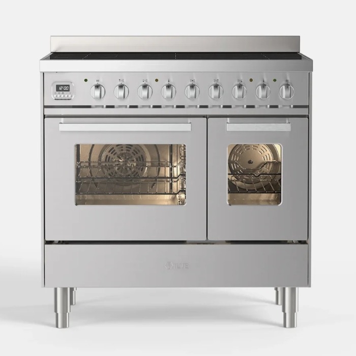 ILVE Pro Line 90cm Twin Induction Range Cooker, Stainless Steel ILVE Pro Line 90cm Twin Induction Range Cooker, Stainless Steel