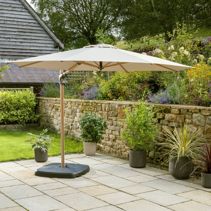 Kettler 3.0m Wood Effect Parasol, Stone Kettler 3.0m Wood Effect Parasol, Stone