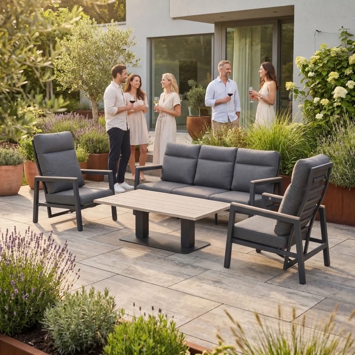 Kettler Tudor 5 Seat Aluminium Sofa Set with Reclining Chairs and Table
