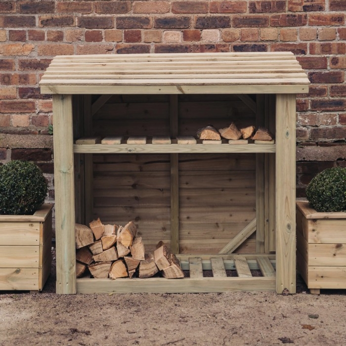 4x4 Traditional Log Store with Kindling Shelf